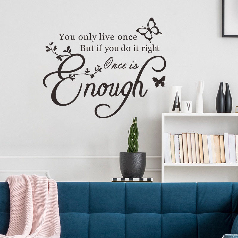 Stiker Dinding Desain Slogan You Only Live Once Dapat Dilepas Untuk Dekorasi Kamar Tidur