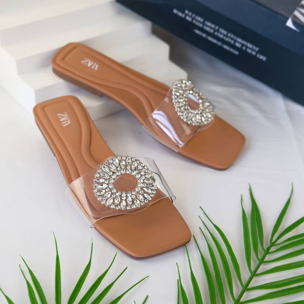 NEW!!! SANDAL FLAT WANITA Z4RR4 IMOPRT PREMIUM KEKINIAN #2365-2