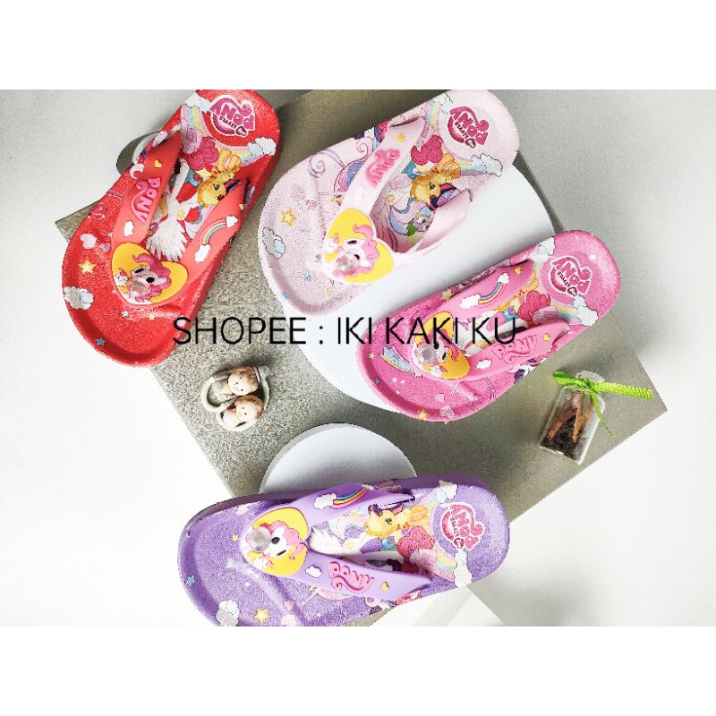 SANDAL JEPIT ANAK CEWE UNICORN KUDA PONI KARET LENTUR FLD 5118