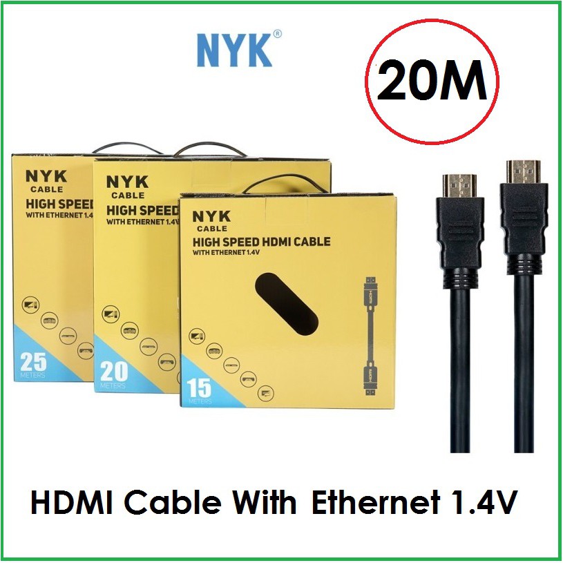 KABEL HDMI NYK 20m 1.4 1080p ETHERNET gold plated Cabel HDTV 20 meter