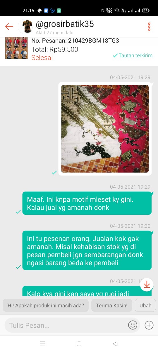Pandawa Kemeja Batik Pria M.l.xl.xxl Lengan Pendek