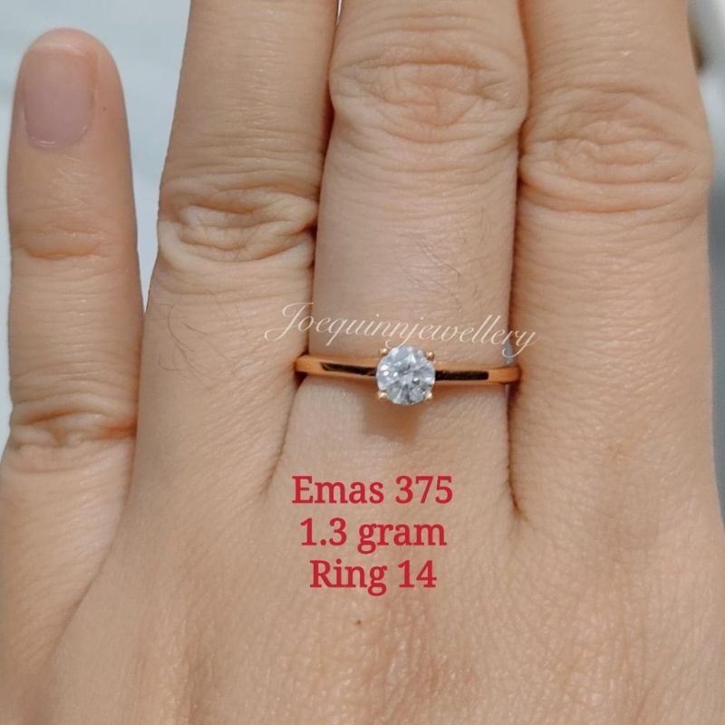 cincin model tunangan / lamaran mata satu emas 375