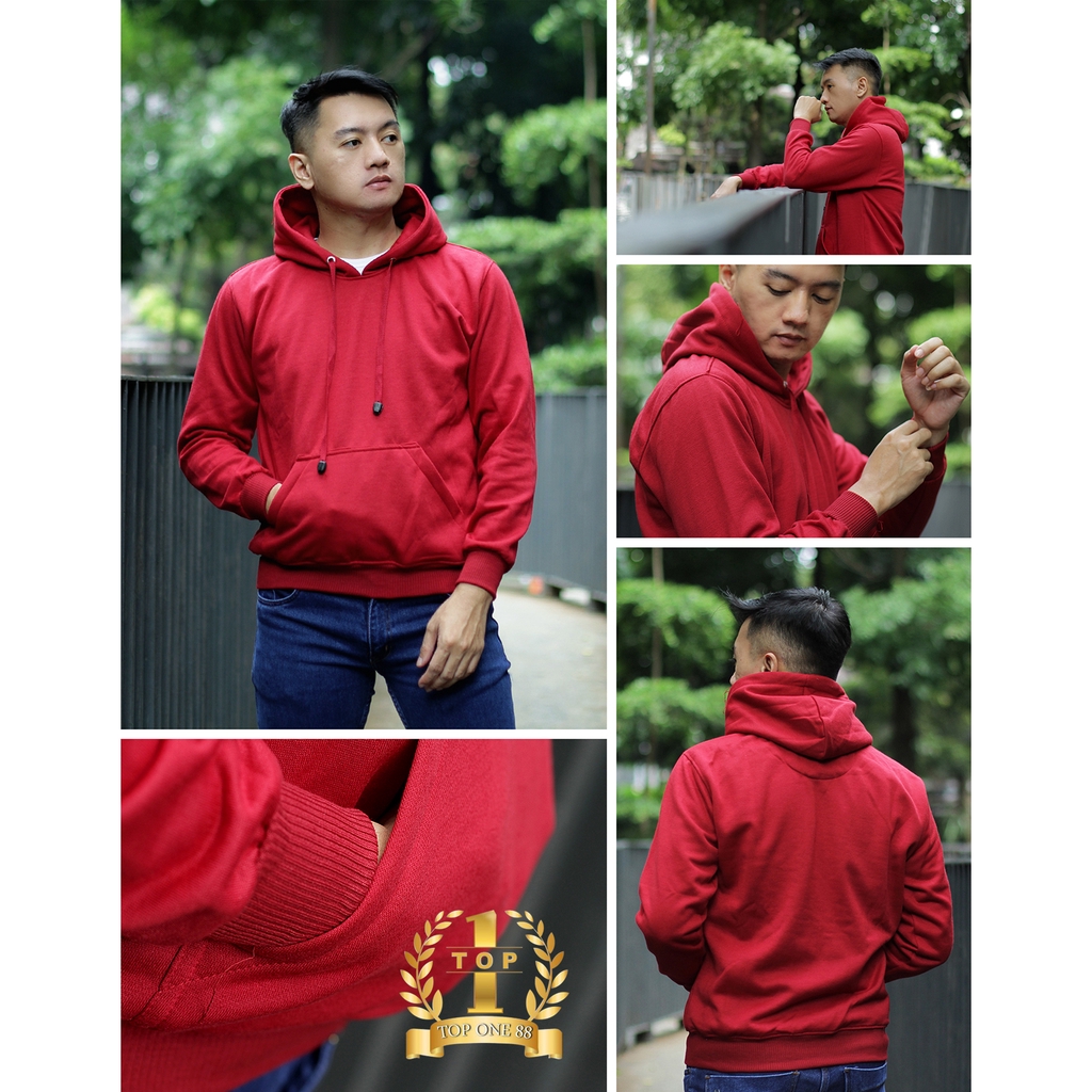 Topone88 Jaket Hoodie Jumper Sweater Polos Pria Wanita Unisex (Part 1)-Maron