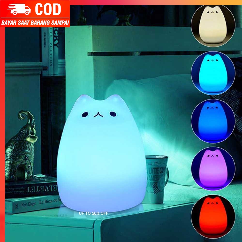 (1005 BARANG ORI) Lampu 7 Warna Model Kucing Lucu - LJC-101