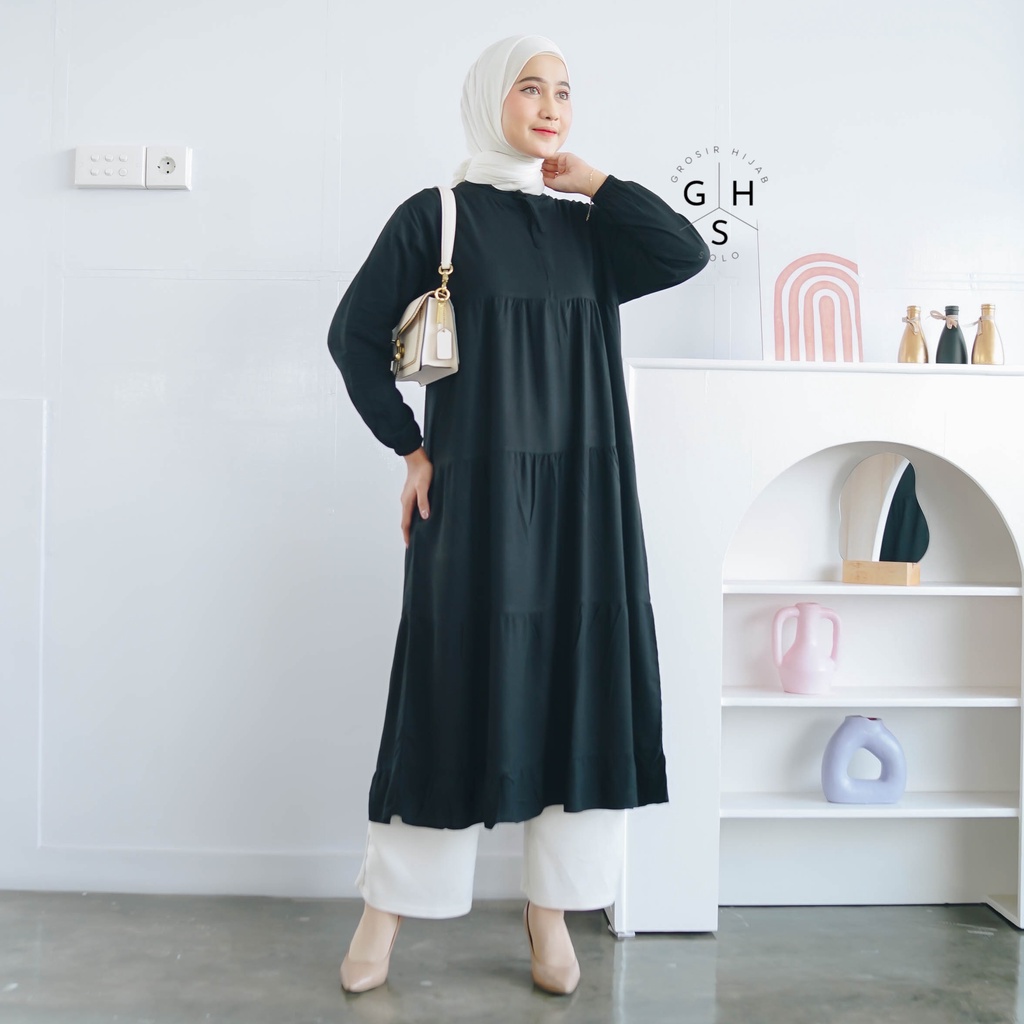 (DBY) GAMIS RACHEL TESSEA ZAMZAM DAILY LONG TUNIK MUSLIM REMPEL DRESS RAYON