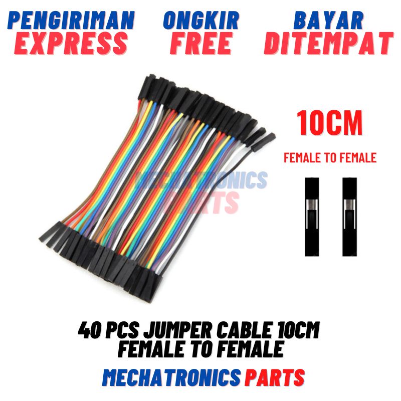 40PCS JUMPER CABLE KABEL 10CM FEMALE TO FEMALE DUPONT