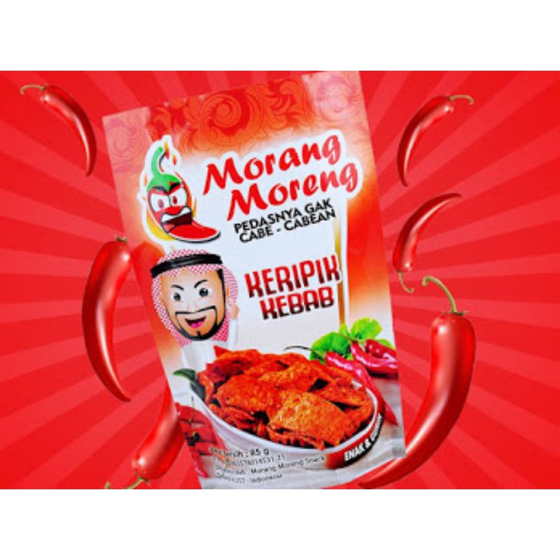 

keripik kebab varian extra pedas morang moreng