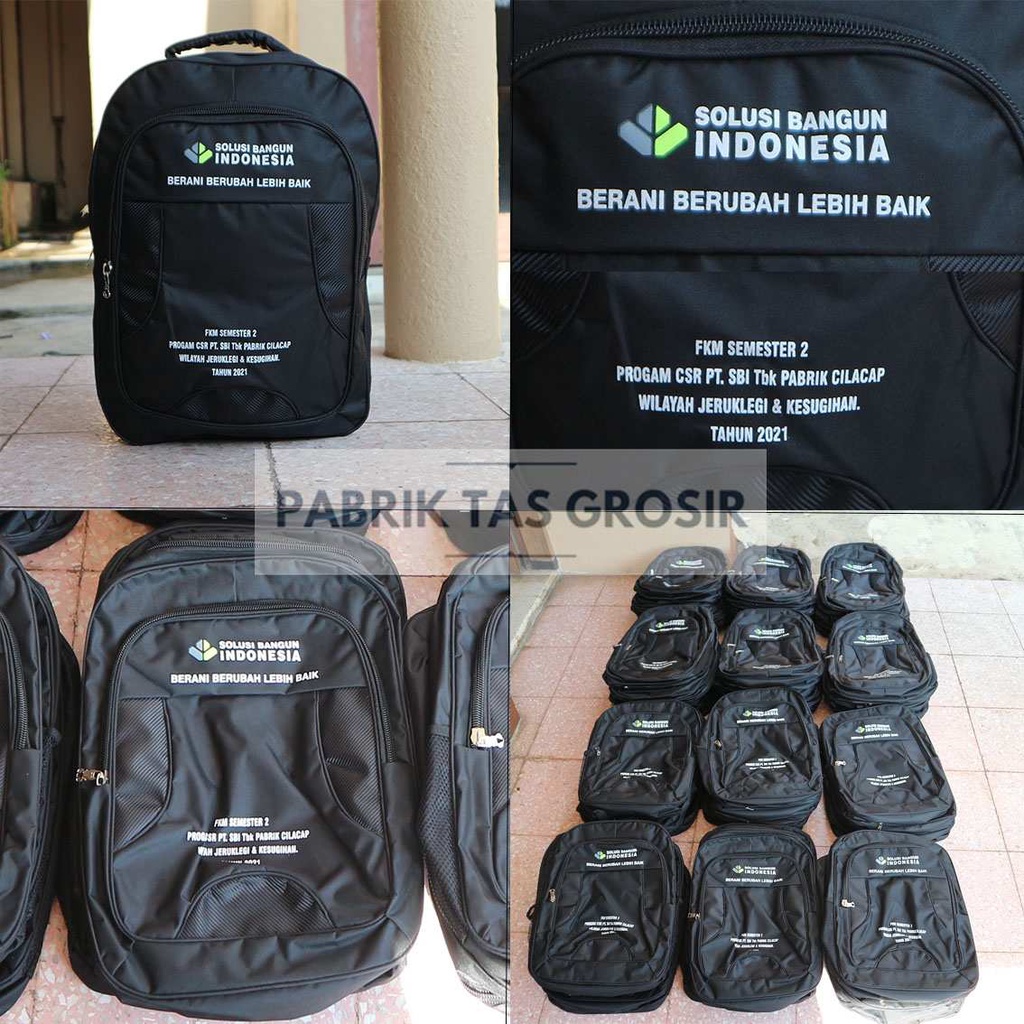 Grosiran Tas Sablon Ransel Keren Punggung Solusi Bangun Indonesia Backpack Multifungsi Custom