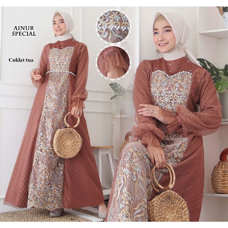 Gamis Pesta Muslimah Ainur/ Dress pesta Wisuda/Bridesmaid/Kondangan