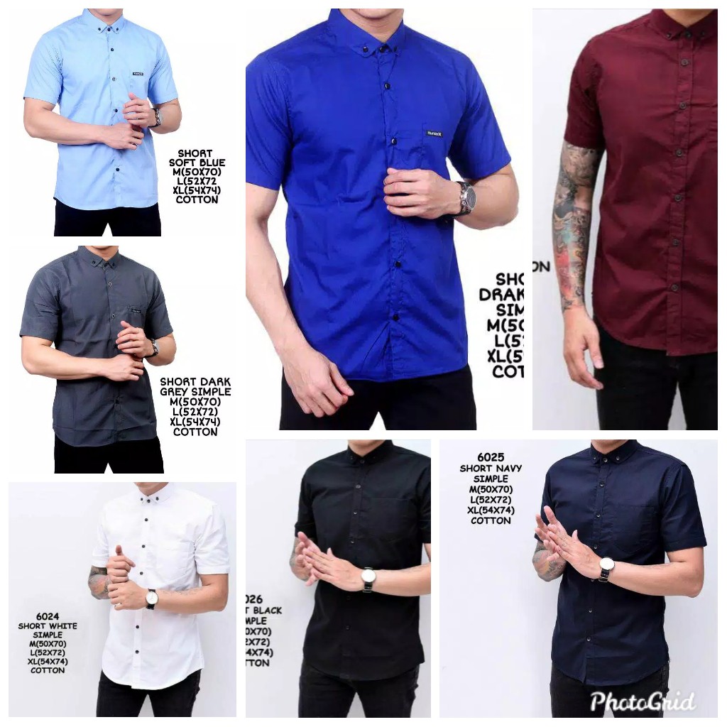 Terhitz kemeja panjang pria cowok gatlemen cowok biru navy dongker polos formal kantor