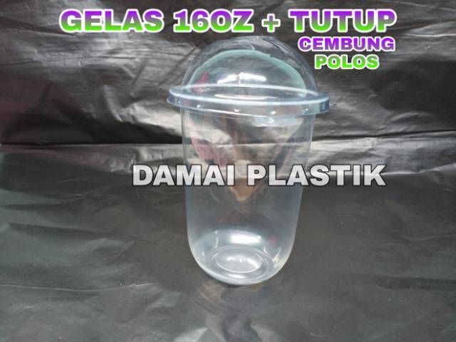 Gelas Oval + Tutup Cembung 16oz 14oz 12oz Cup U + Lid  Cup 16 oz 14 oz 12 oz Gelas Plastik Sedotan