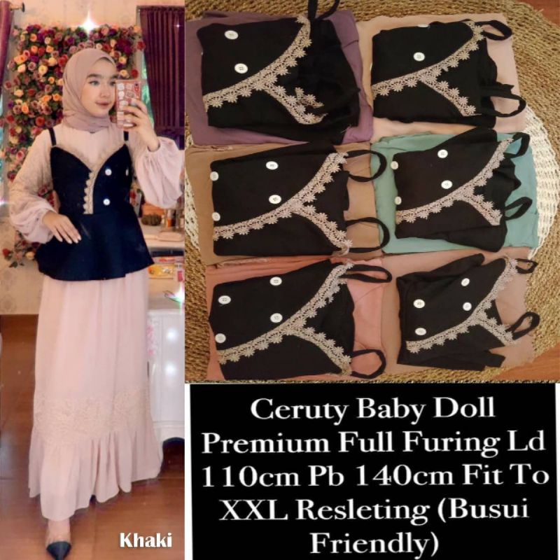 GAMIS CERUTY ROMPI HITAM LABEL QUDSY