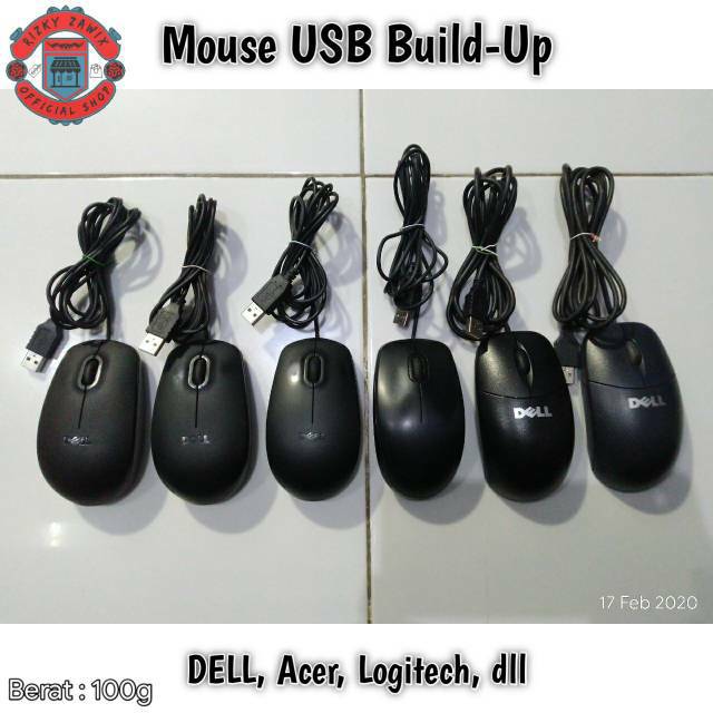 Mouse USB Build Up Branded Second Bekas Komputer PC Merk Dell Acer Logitech Laptop Windows Built-Up
