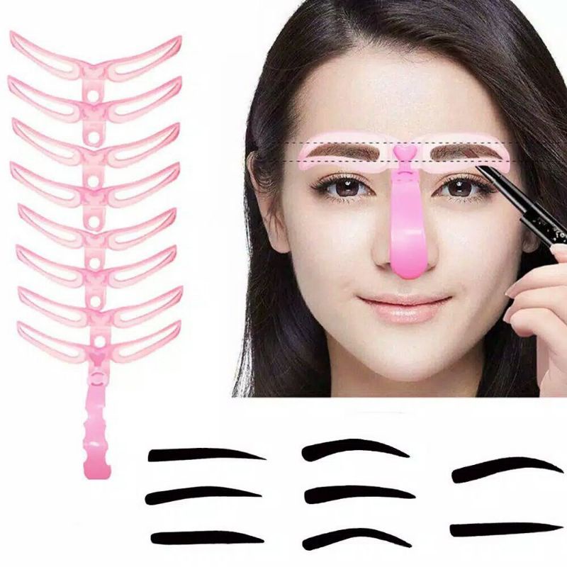 Cetakan Alis Gagang 8 in 1 /Alat Cetak Alis 8 in 1 Eyebrow Template 8 in 1