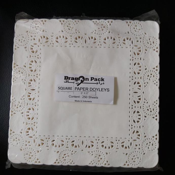 

doilie doyley 8" square kertas renda alas kue