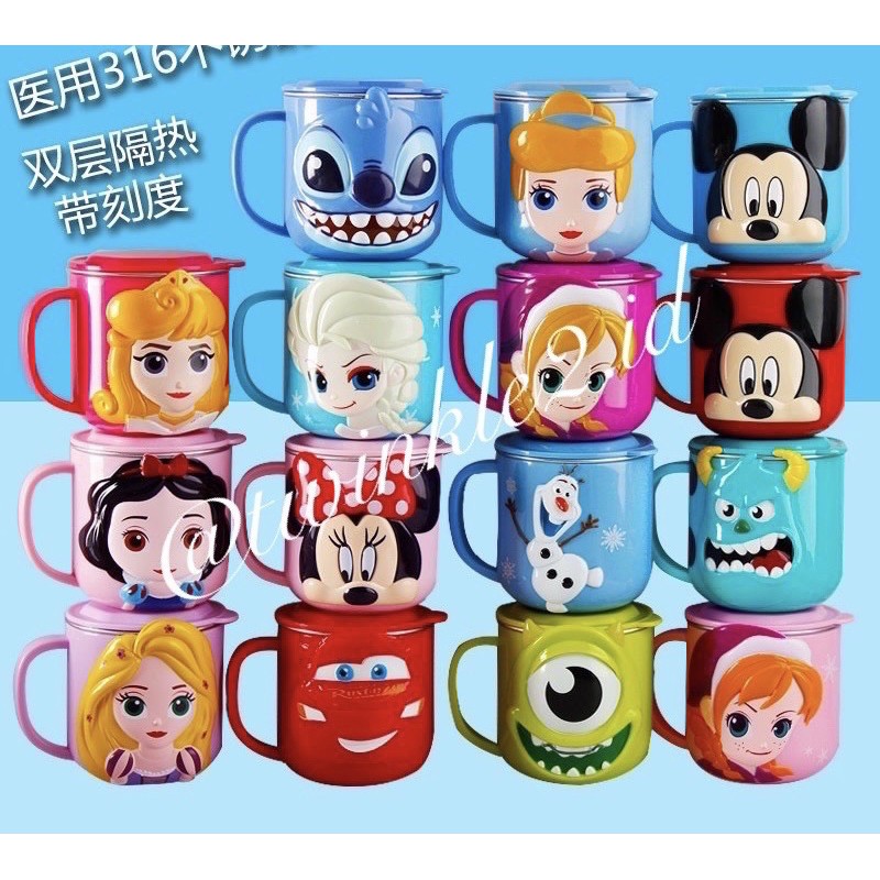 Gelas Minum Anak Mickey Minnie / Gelas Anak Elsa / Mug Anak