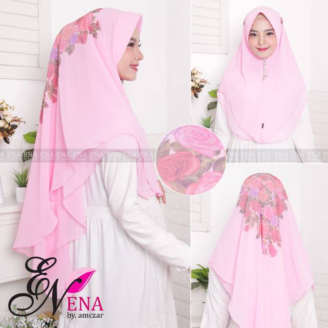 GS. Hijab ENA Printed Bunga Ceruty 2 Layer