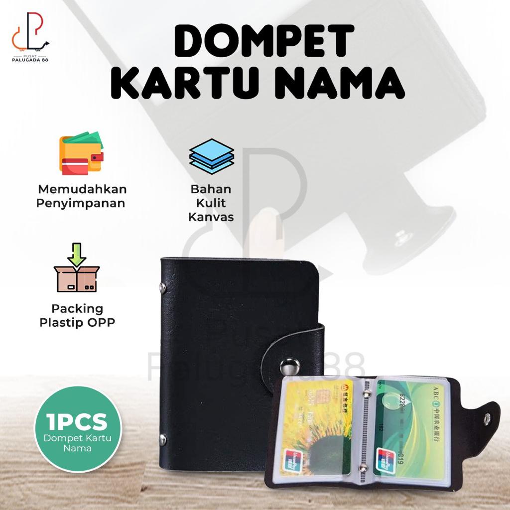 Dompet kartu nama pria wanita kulit 12 slot cewek cowok card holder at