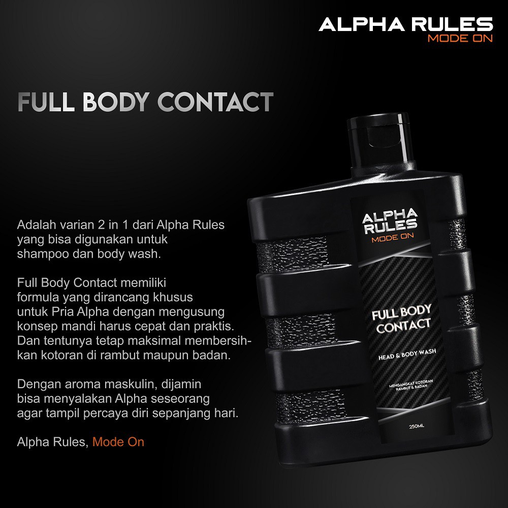 Alpha Rules Full Body Contact Sabun Mandi Shampo 2 in 1 Head &amp; Body Wash Alpharules Original