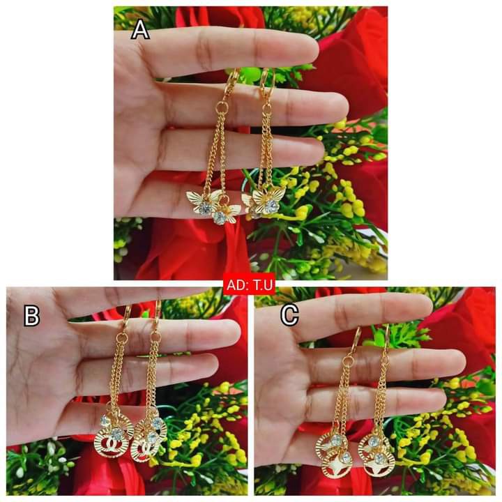 Anting Dewasa Jurai Permata Simple Fashionable Gold Perhiasan Wanita (COD)