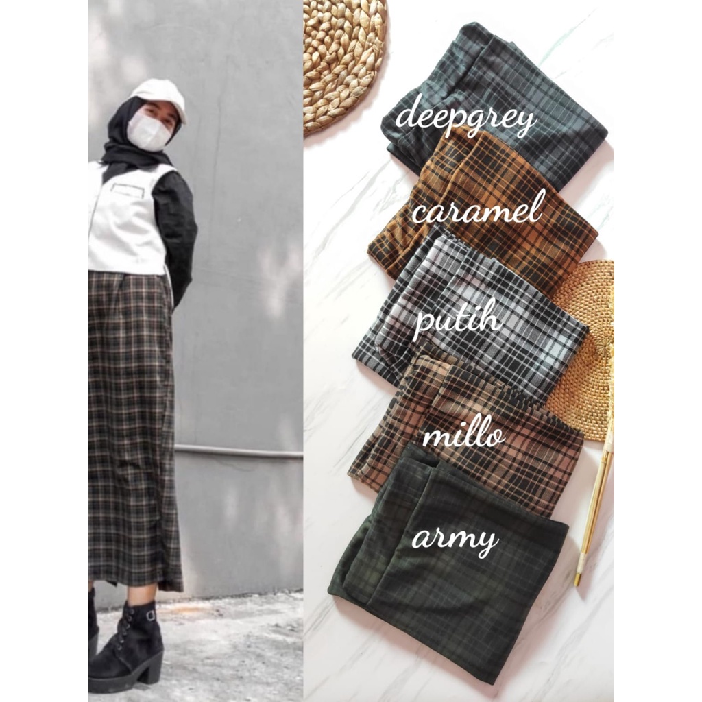 ROK SPAN TARTAN KOTAK KOREAN STYLE SIZE STANDAR DAN JUMBO/ROK TARTAN KOTAK PANJANG