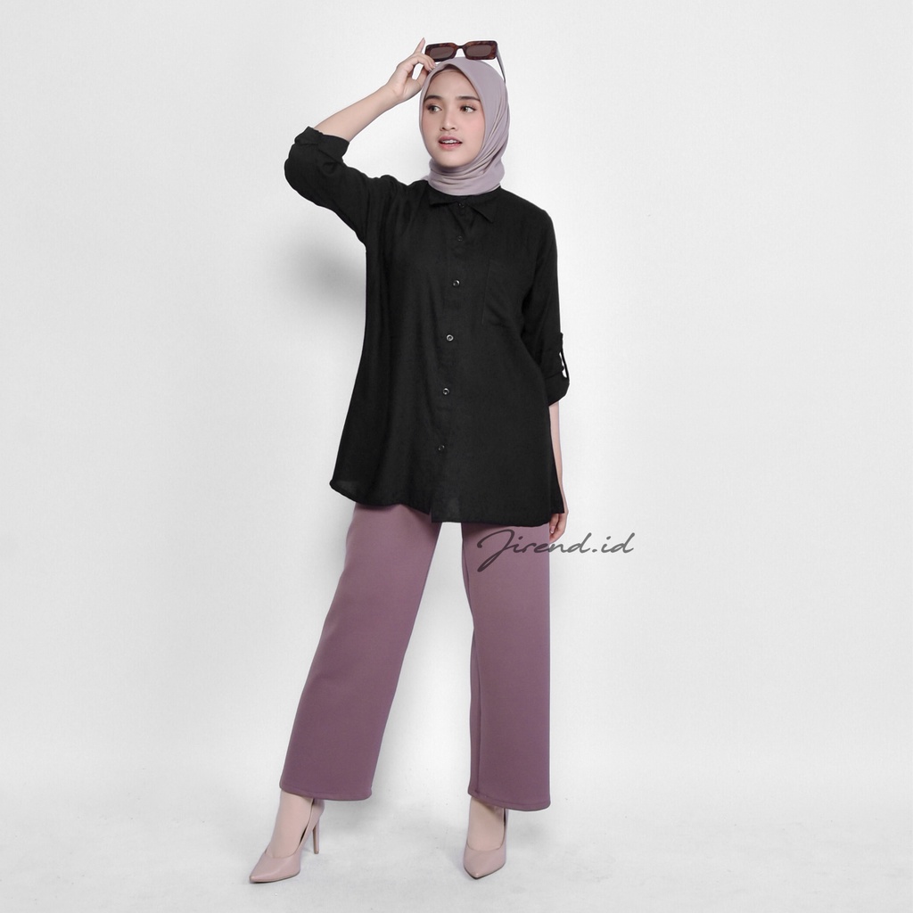 Kemeja Polos Tangan Skoder/ Rayon/ Lengan Panjang