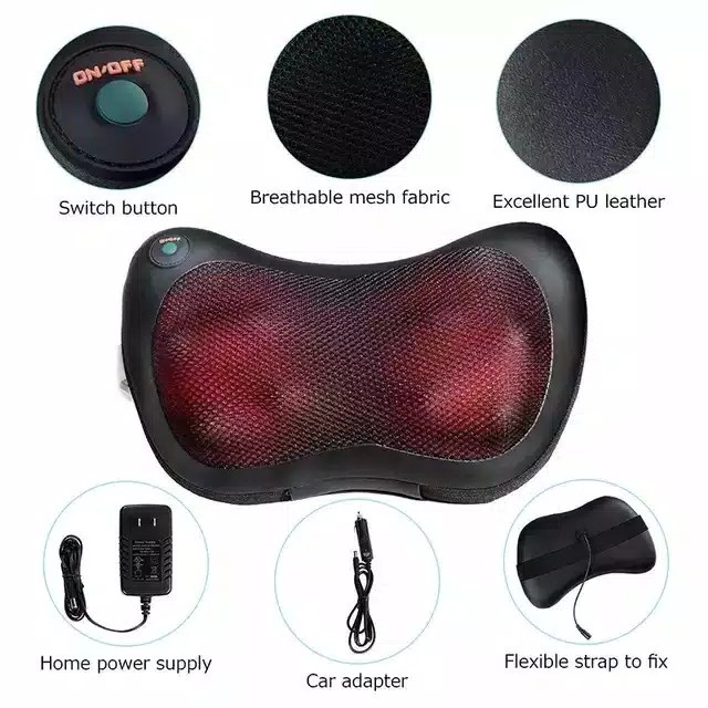 Bantal Pijat 8 Bola portable Car Home Masaage Pillow Alat Pijat - Shiatsu Leher - Bantal Pijit