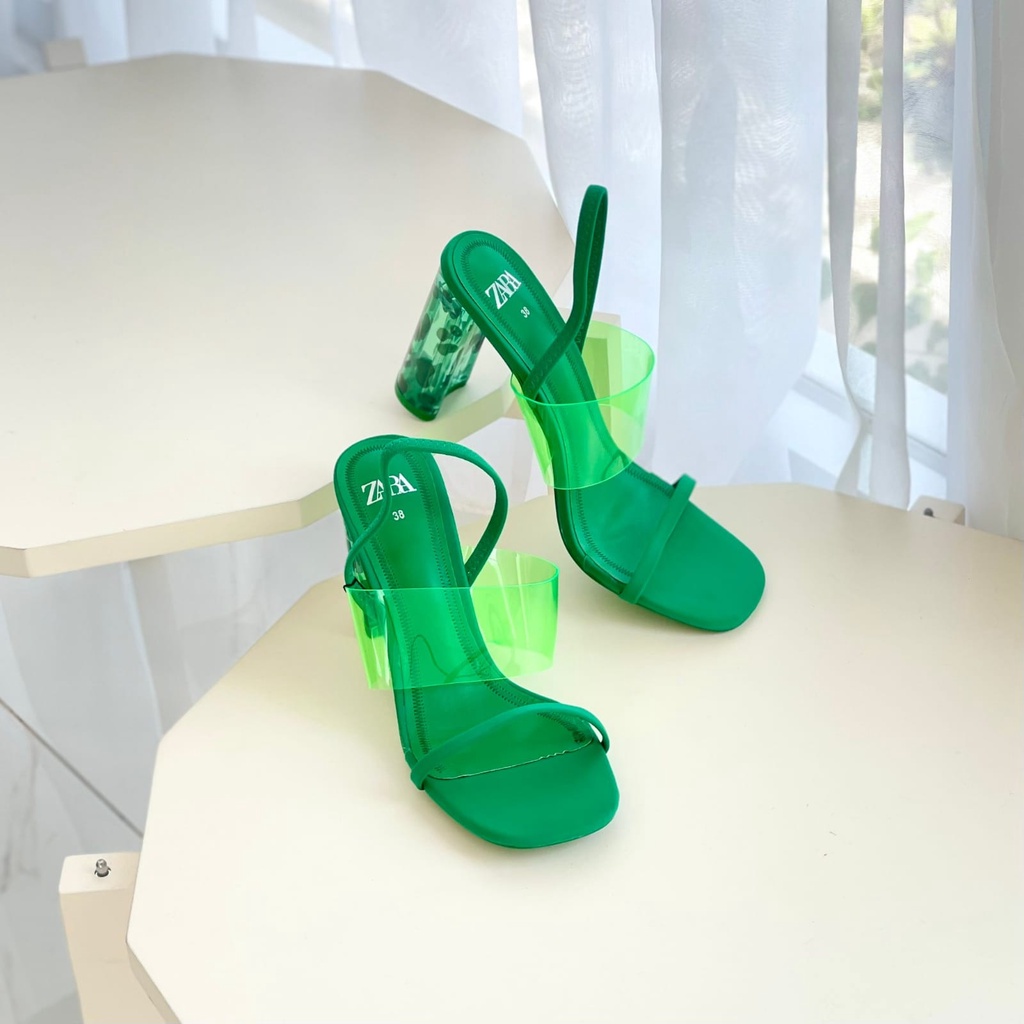 SANDAL WANITA ZS-3595 VINLY MULES HEELS 9CM