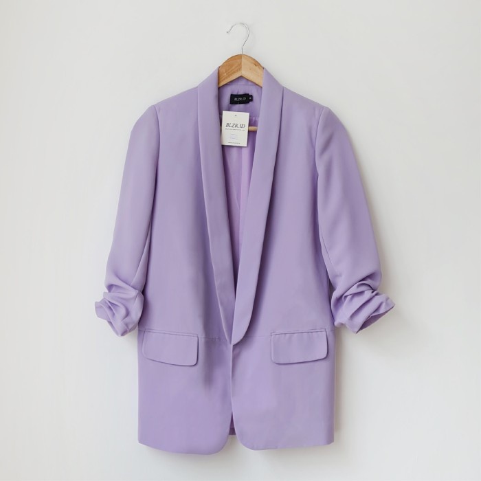 JAKET WANITA LUXEE BLAZER LILAC - S PARASUT KOREA TERBARU KEKINIAN JUMBO CROP IMPORT TERLARIS OVERSI