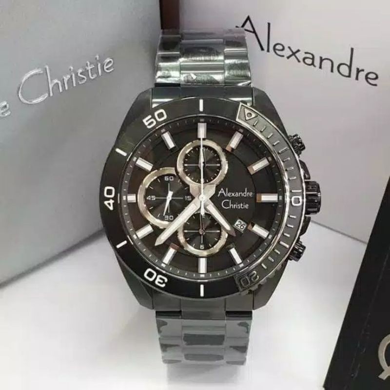 Alexandre Christie Pria Ac 6543 Black Rosegold Stainless Steel/Garansi Resmi 1 Tahun