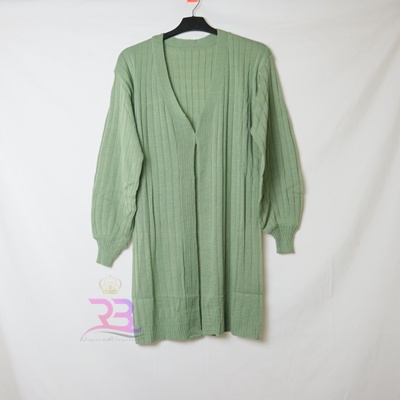 Bubble Long Cardy | Cardigan Rajut Wanita | long outer cardy-HIJAU MINT