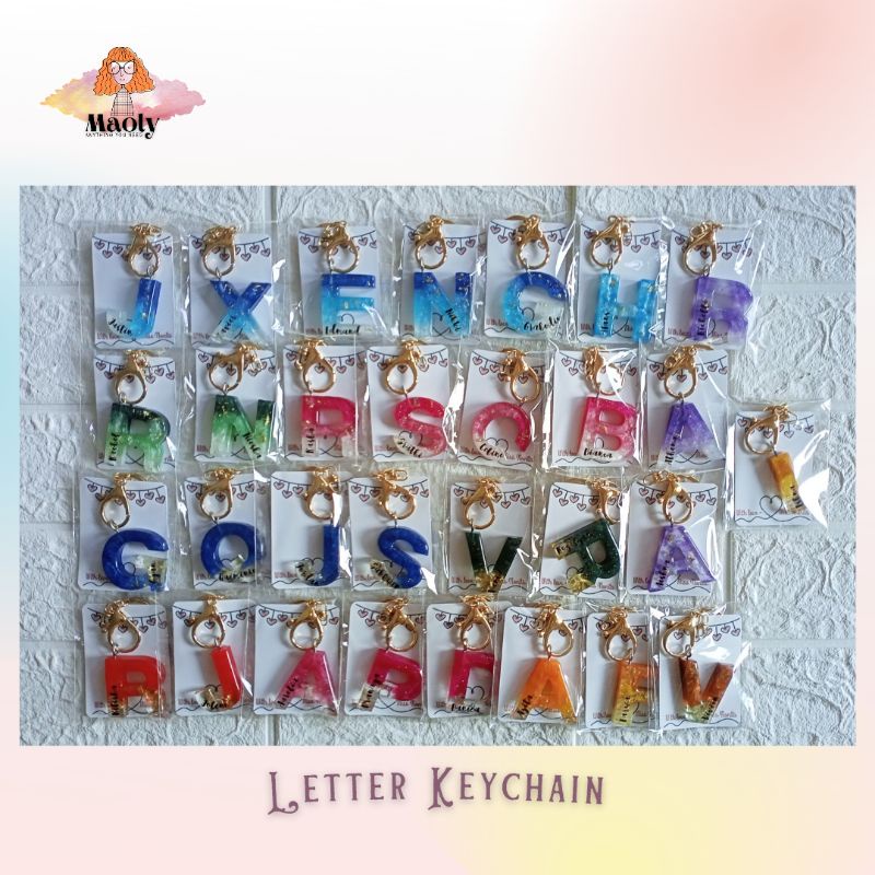 Letter Keychain Resin Gantungan Kunci Huruf Custom Nama Huruf Kado Hadiah Sovenir Hangtag Hampers