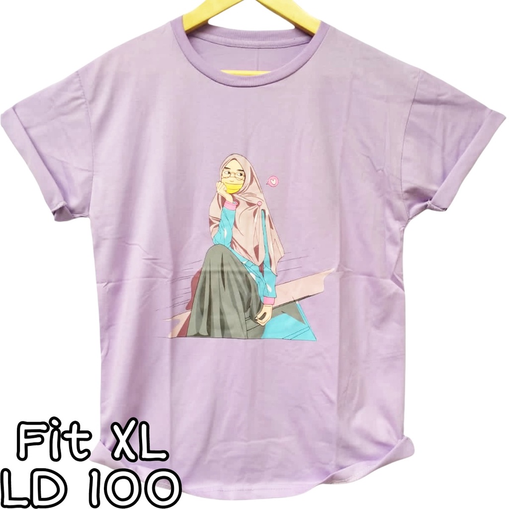 Kaos Wanita Fit XL LD 100cm Lengan Pendek Baju Perempuan Distro Jumbo Oversize Bigsize Pakaian Tshir