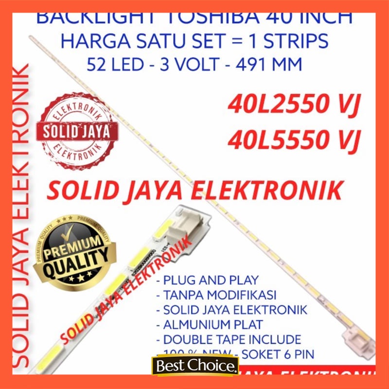 BACKLIGHT LED TV TOSHIBA 40 INC 40L5550 40L2550 40L5550VJ 40L LAMPU BL