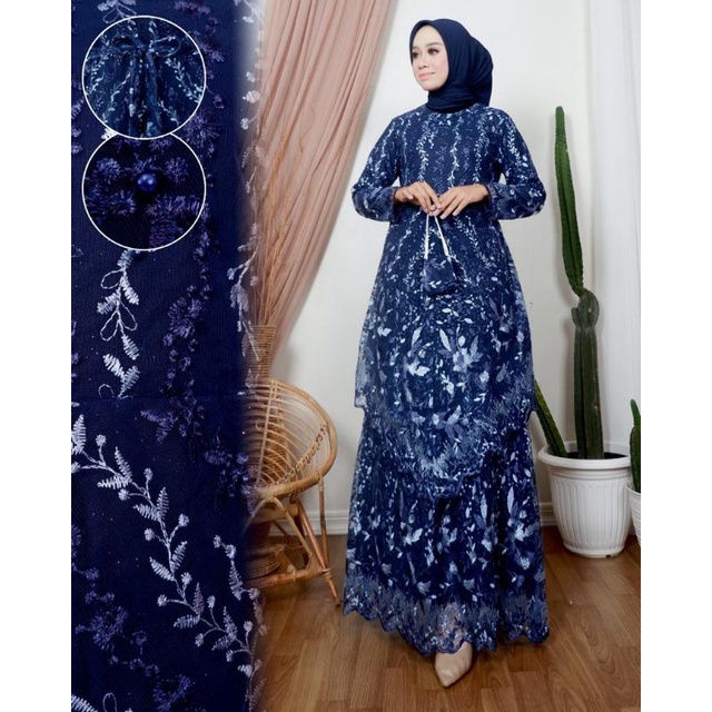 Realpict Gamis tingkat 2 Tuton bahan tuton free masker