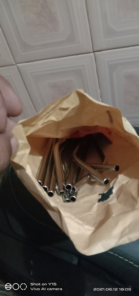 [15pcs] Cod Sedotan Lurus Bengkok+sikat Stainless Steel Impor Korea Alat Dapur Ramah Lingkungan