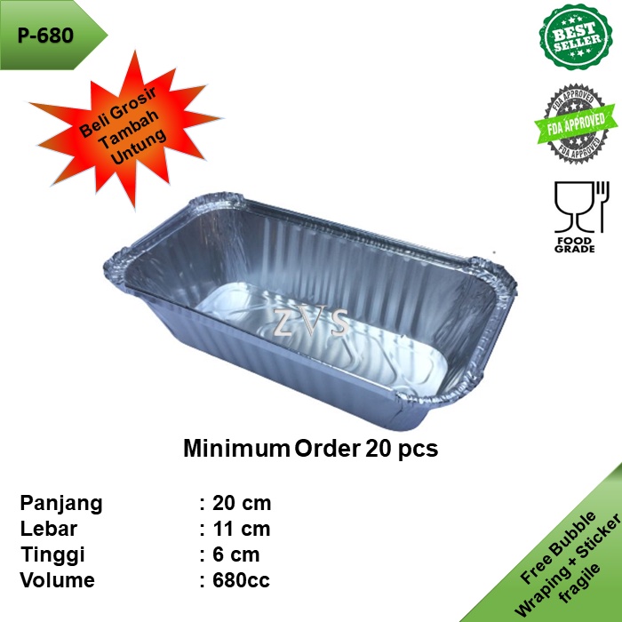 Alumunium Foil Tray Kotak Cup P680 Tanpa Tutup isi 20 pcs