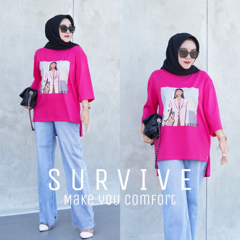 ATASAN KAOS WANITA OVERSIZE ORIGINAL SURVIVE