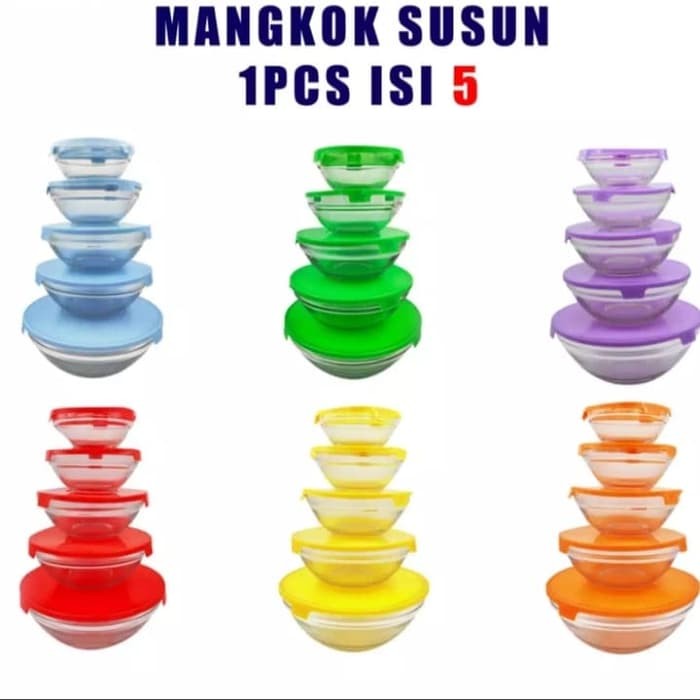 Jual Mangkok Kaca Set 5 Mangkuk Set Kaca Bowl Set Glass Shopee