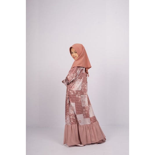 BAJU GAMIS ANAK PEREMPUAN MOTIF GAMIS SATIN MEWAH SAIMBIT MAILERA GIRL ELZATTA