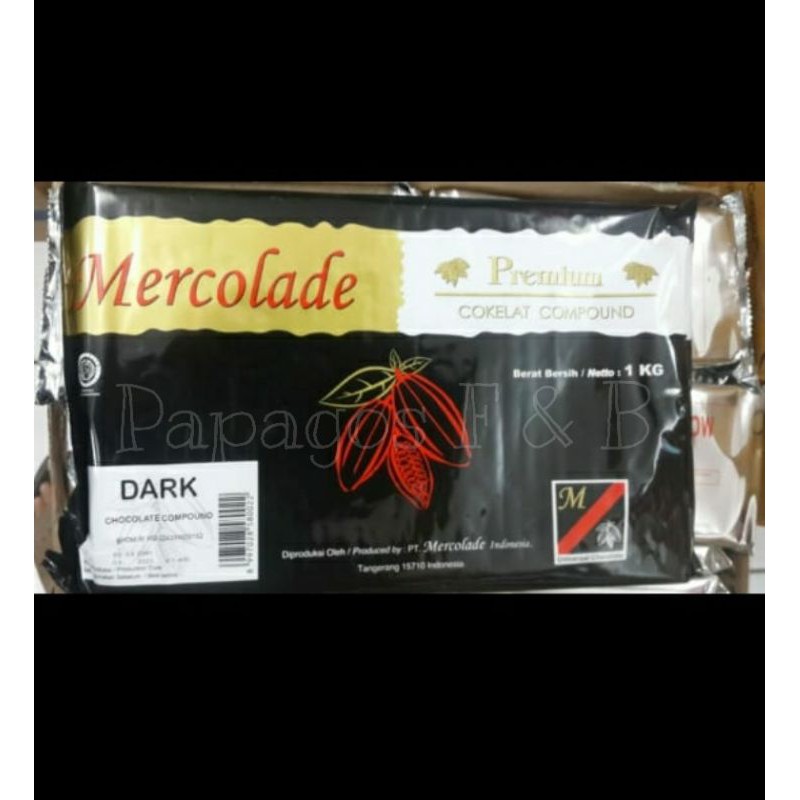 

Mercolade Premium Dark Coklat Compound repck 500 gr / gram