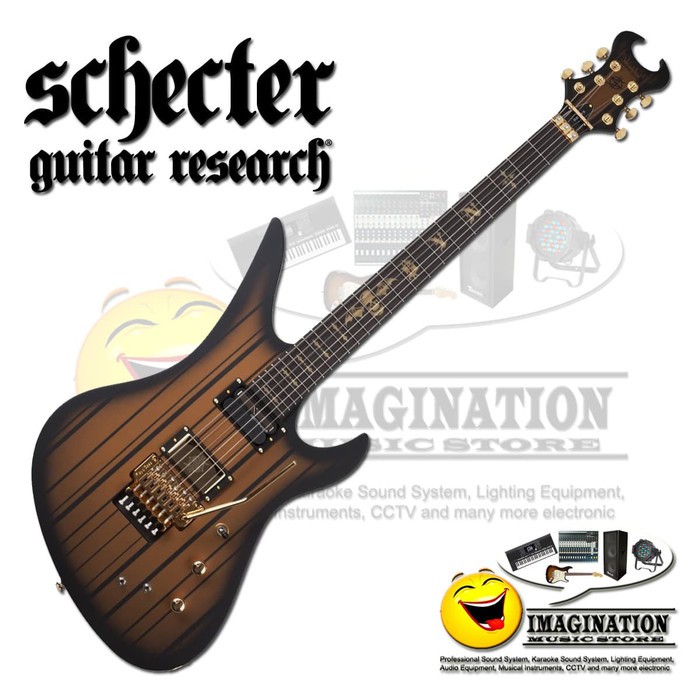 Schecter Synyster Gates Custom S in Satin Gold Burst with Sustainiac