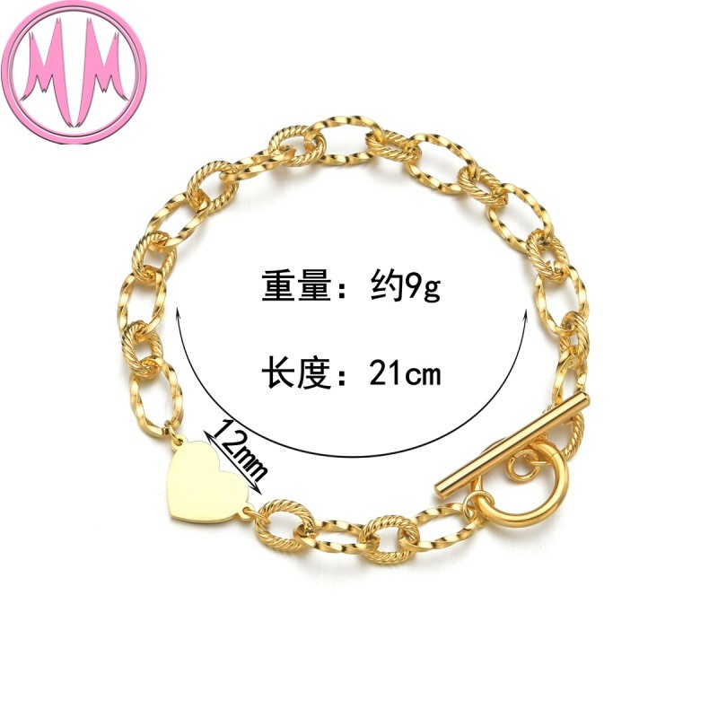 MORYMOSHI B559 Gelang Wanita Titanium Stainless Rantai Love Anti Karat Anti Luntur Fashion Korea