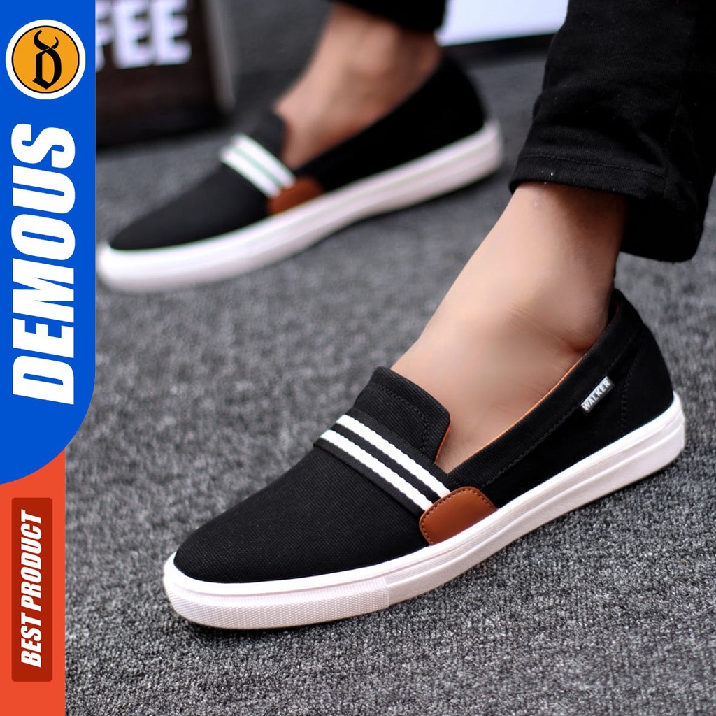 DEMOUS Nue - Sepatu Slip On Casual Slop Pria Kulit Pu