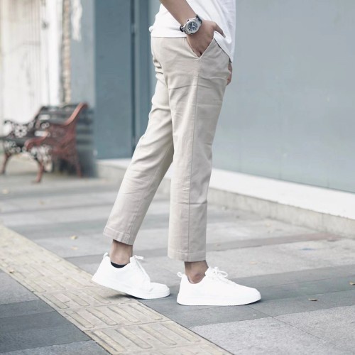 Venants Shop Celana Ankle Pants Pria / Celana Cingkrang Sirwal slimfit Krem Bahan Drill Terbaru