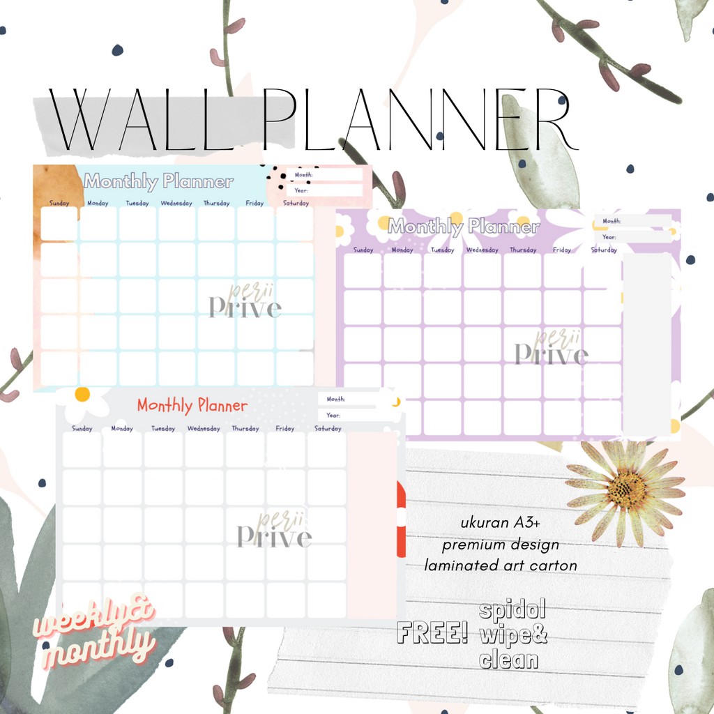 

Monthly Planner Cute Series - Banyak Motif Bonus Spidol - Wipe and Clean - Wall Planner Board- Monthly Schedule- Daily Schedule- Schedule Board- MONTHLY& WEEKLY- JAKARTA