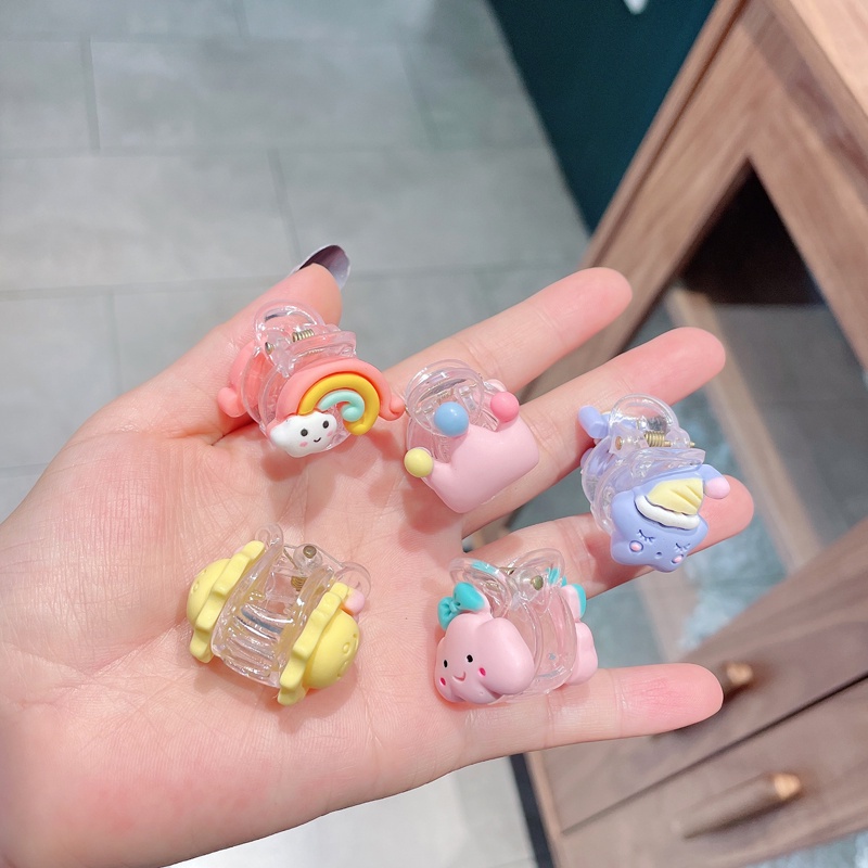 Set Jepit Rambut Poni Bentuk Kartun Buah Warna Pelangi Untuk Anak Perempuan