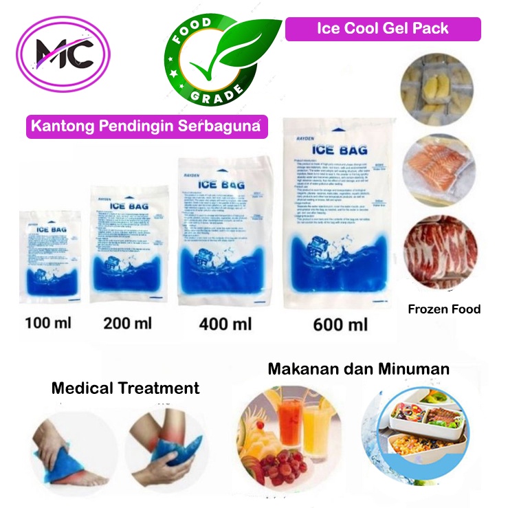 Ice Gel Pack Asi Kompress Kecil Sedang Besar Kantong Pendingin Serbaguna Multifungsi Ice Gel Bag Cooler Dry Cool Makanan Minuman Ice Pack Cool Injeksi