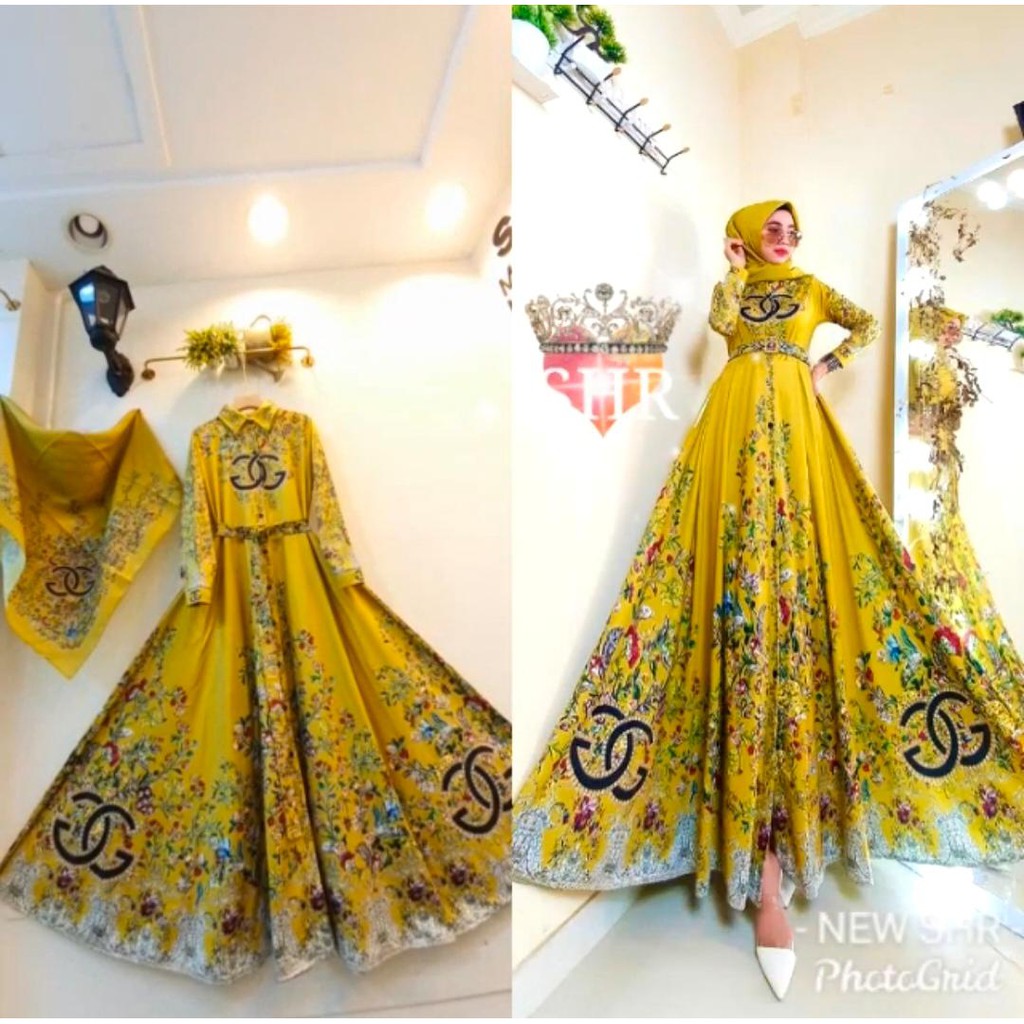 SHR (ORIGINAL) / New Maxi Dress Scuba Premium (Full Kancing)