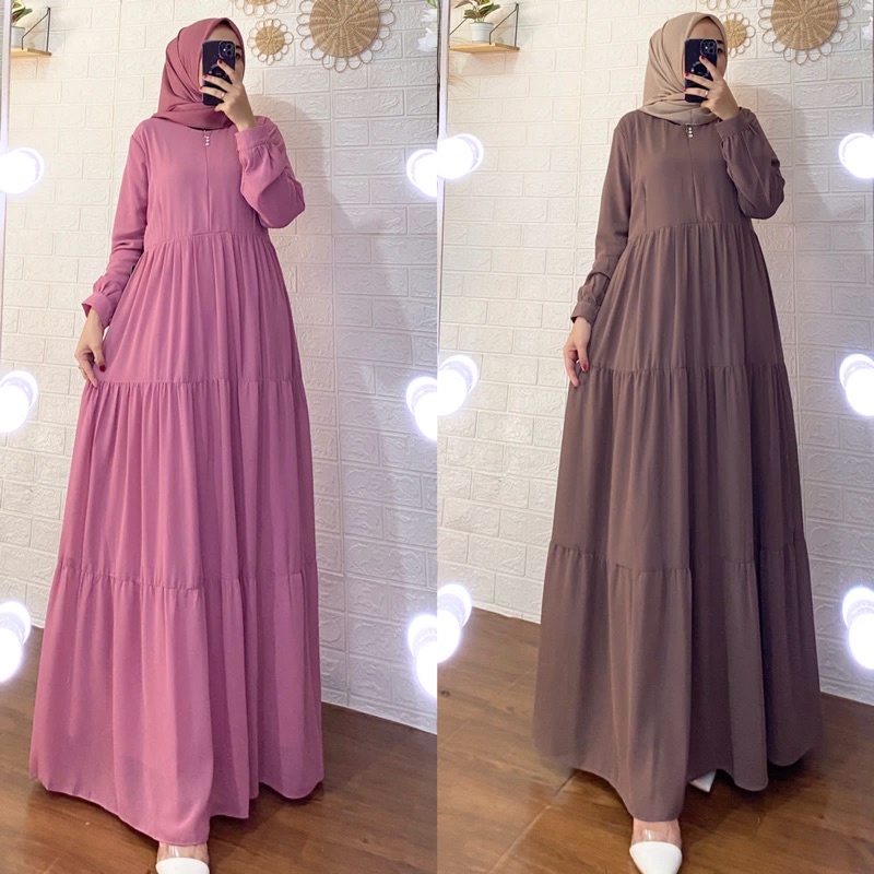 Gamis Polos Jasmine Ceruty Import Premium Dailydress